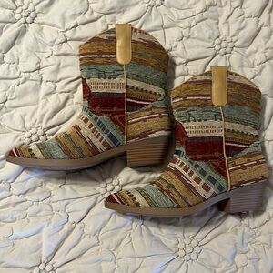 Colorful Booties. NWOB. Size 8. Never worn.
